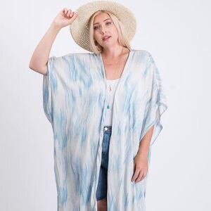 Zebra print short sleeve‎ maxi plus size kimono